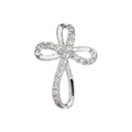 14K White Gold Medium Swirl Diamond Cross Pendant