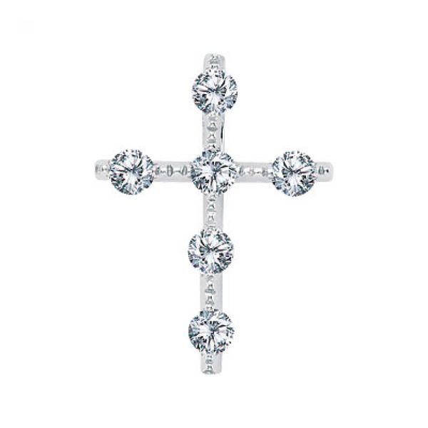 14K White Gold Diamond Cross Pendant