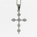 14K White Gold .42 Ct Diamond Tension Set Cross Pendant