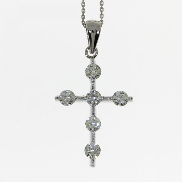 14K White Gold .42 Ct Diamond Tension Set Cross Pendant