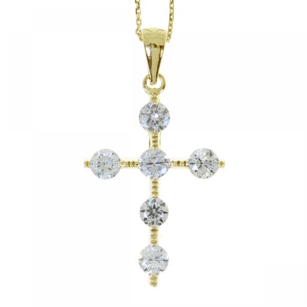 14k Yellow Gold Diamond Cross Pendant
