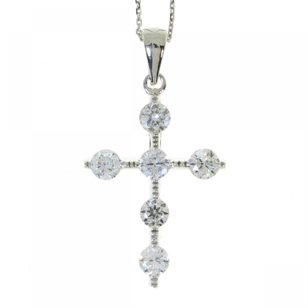 14k White Gold Diamond Cross Pendant