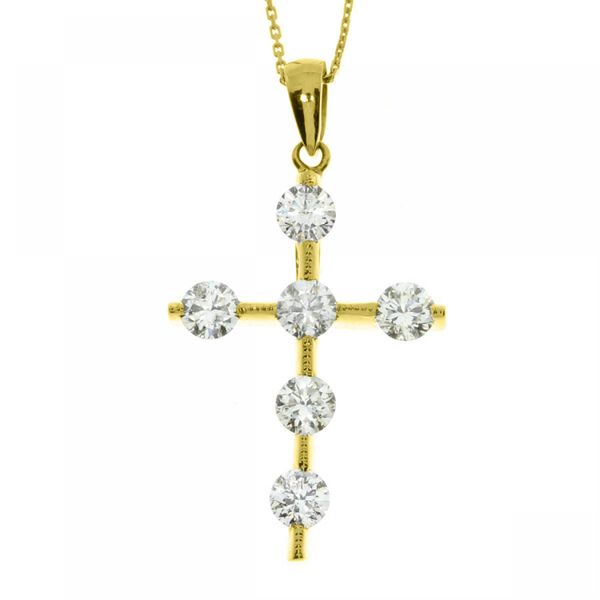 14k Yellow Gold Diamond Cross Pendant