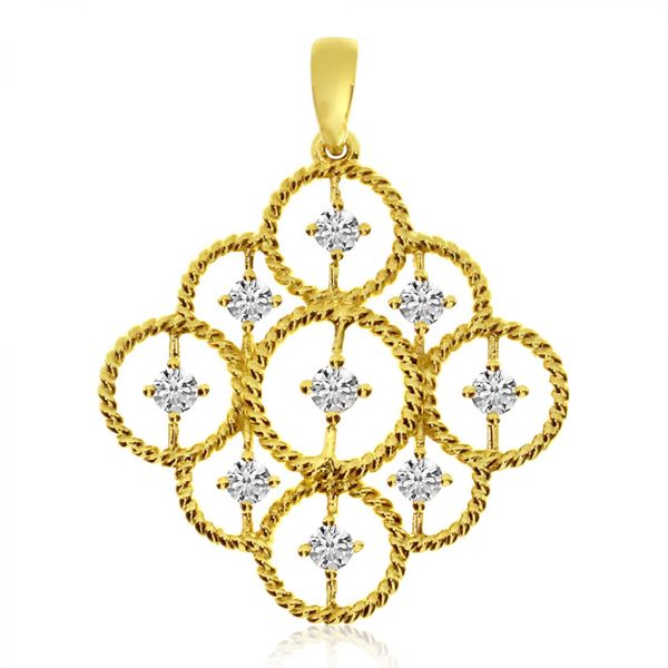 14K Yellow Gold Diamond Rope Fashion Pendant