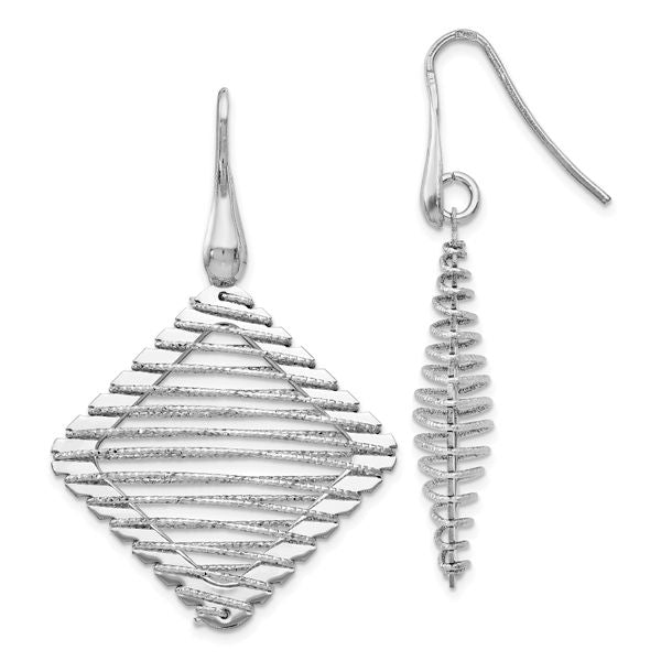 Leslie's Sterling Silver Rhodium-plated Shepherd Hook Earrings