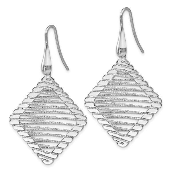 Leslie's Sterling Silver Rhodium-plated Shepherd Hook Earrings - Image 2