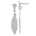Leslie's Sterling Silver Rhodium-plated Leaf Post Dangle Earrings