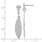 Leslie's Sterling Silver Rhodium-plated Leaf Post Dangle Earrings - Image 4