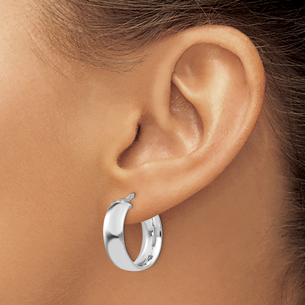 Leslie's Sterling Silver Rhodium-plated Hoop Earrings - Image 3