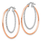 Leslie's Sterling Silver Rose-tone D/C Hoop Earrings - Image 2