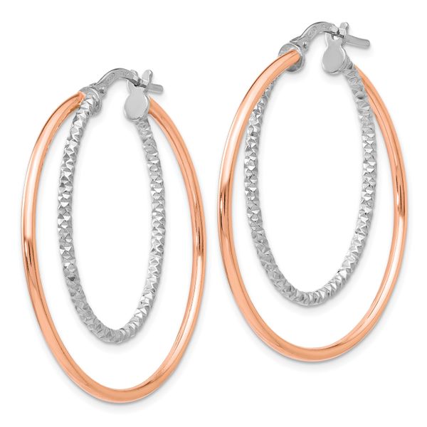 Leslie's Sterling Silver Rose-tone D/C Hoop Earrings - Image 2