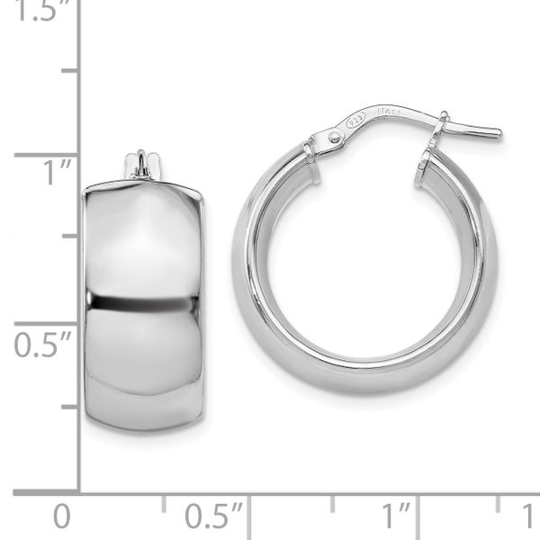 Leslie's Sterling Silver Rhodium-plated Hoop Earrings - Image 4