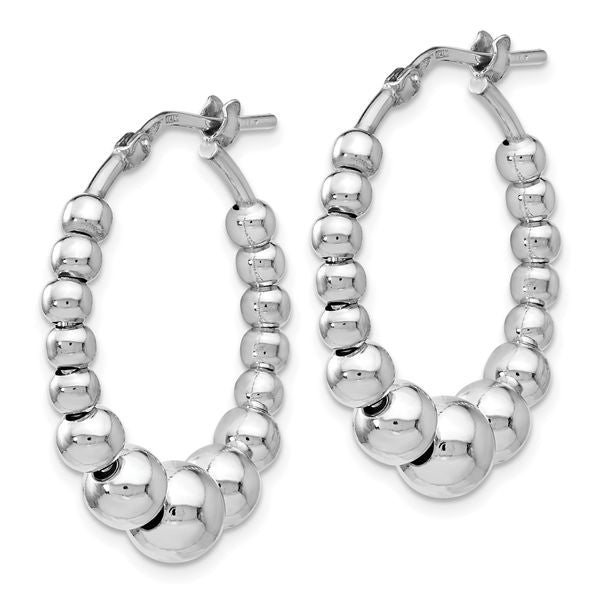 Leslie's Sterling Silver Polished Beaded Hoop Earrings - Image 2