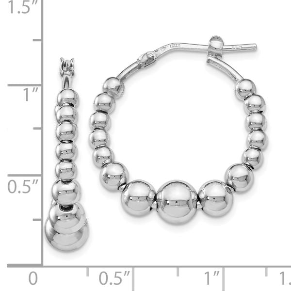 Leslie's Sterling Silver Polished Beaded Hoop Earrings - Image 4