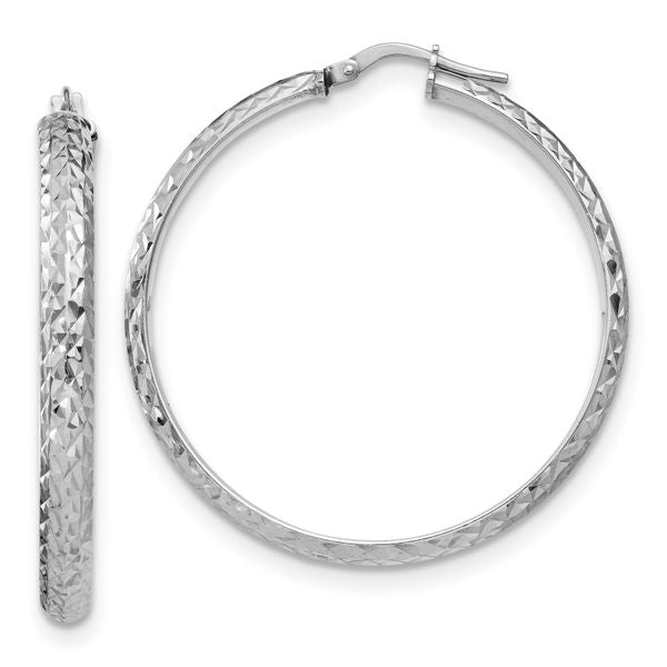Leslie's Sterling Silver Polished & Textured Hoop Earrings