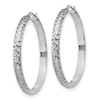 Leslie's Sterling Silver Polished & Textured Hoop Earrings - Image 2
