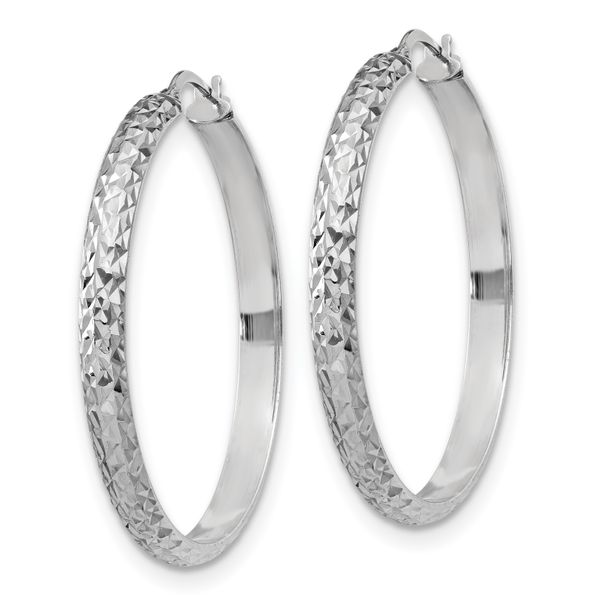 Leslie's Sterling Silver Polished & Textured Hoop Earrings - Image 2