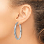 Leslie's Sterling Silver Polished & Textured Hoop Earrings - Image 3