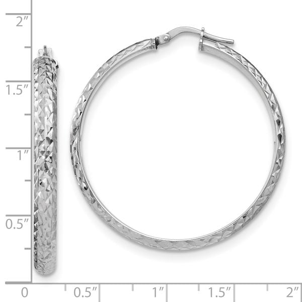Leslie's Sterling Silver Polished & Textured Hoop Earrings - Image 4
