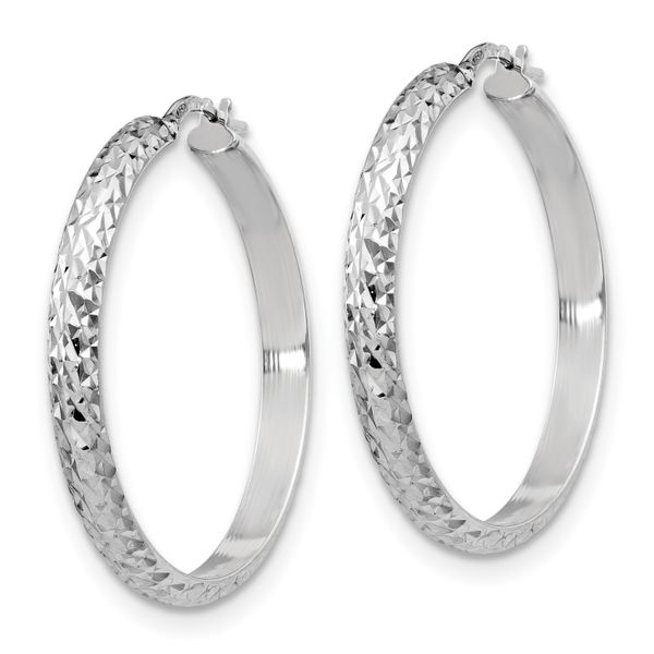 Leslie's Sterling Silver Polished & Textured Hoop Earrings - Image 2