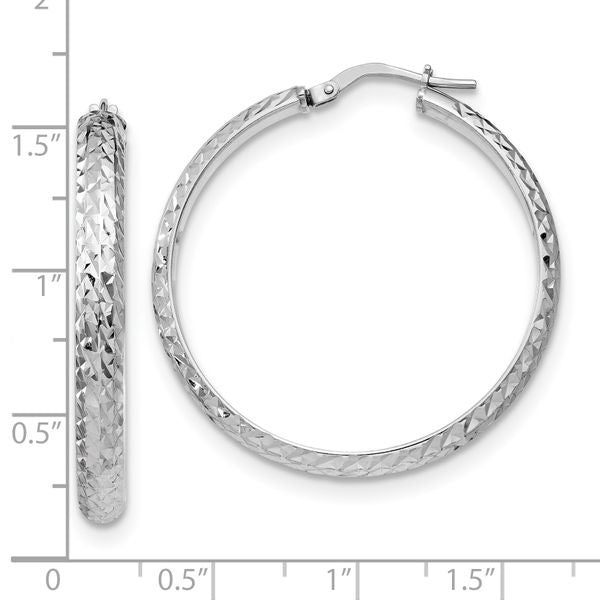 Leslie's Sterling Silver Polished & Textured Hoop Earrings - Image 4