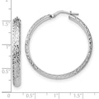 Leslie's Sterling Silver Polished & Textured Hoop Earrings - Image 4