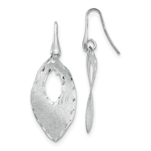 Leslie's Sterling Silver Textured & D/C Dangle Shepherd Hook Earrings
