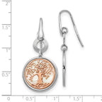 Leslie's Sterling Silver & Rose-tone MOP Tree of Life Dangle Earrings - Image 4