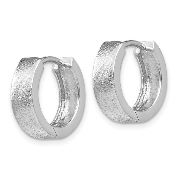 Leslie's Sterling Silver Radiant Essence Textured Huggie Hoop Earrings - Image 2