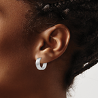 Leslie's Sterling Silver Radiant Essence Textured Huggie Hoop Earrings - Image 3