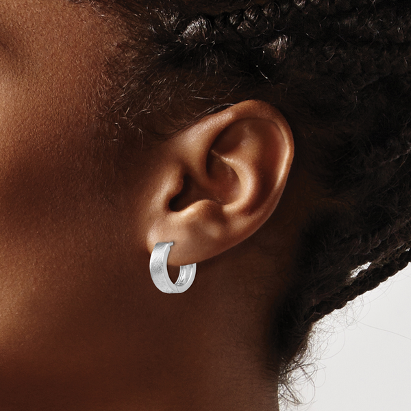 Leslie's Sterling Silver Radiant Essence Textured Huggie Hoop Earrings - Image 3