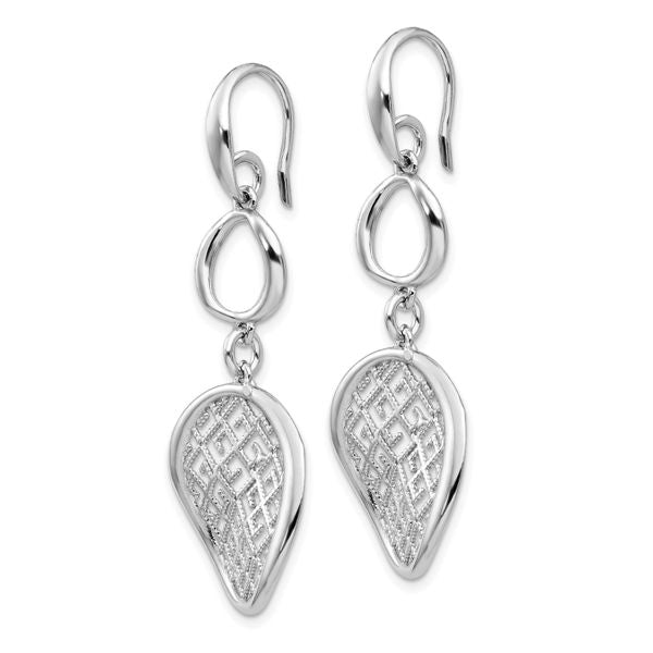 Leslie's Sterling Silver Rhodium-plated Filigree Dangle Earrings - Image 2