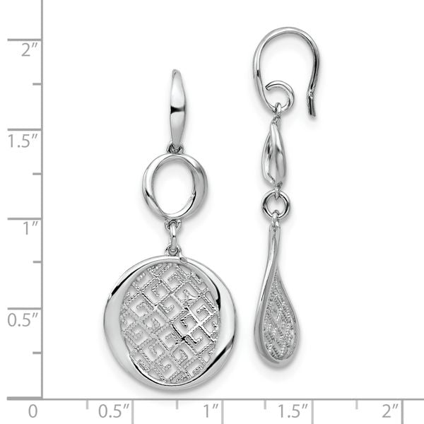Leslie's Sterling Silver Rhodium-plated Filigree Dangle Earrings - Image 4