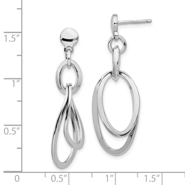 Leslie's Sterling Silver Rhodium-plated Polished Dangle Earrings - Image 4