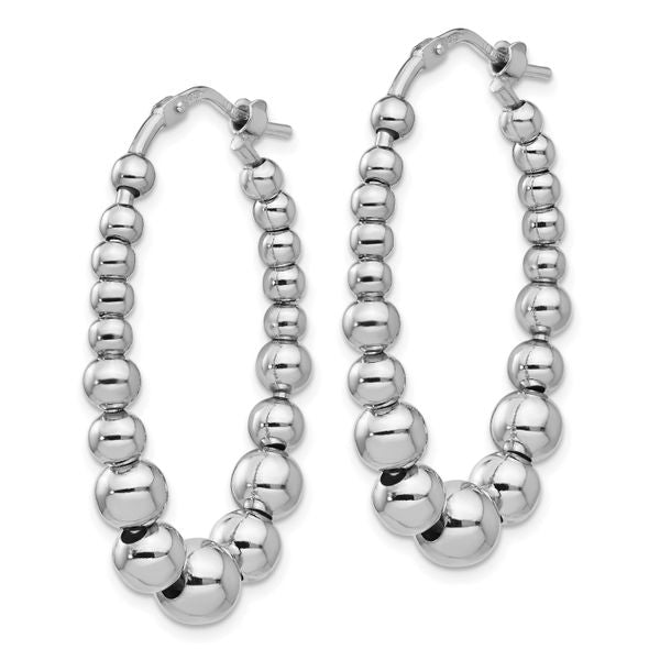 Leslie's Sterling Silver Polished Beaded Hoop Earrings - Image 2