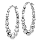 Leslie's Sterling Silver Polished Beaded Hoop Earrings - Image 2