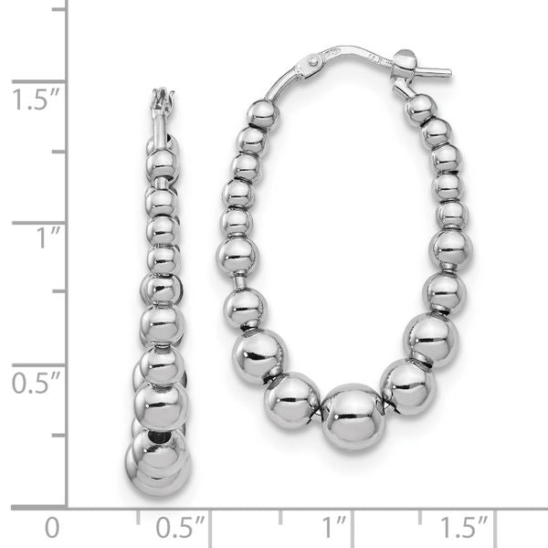 Leslie's Sterling Silver Polished Beaded Hoop Earrings - Image 4
