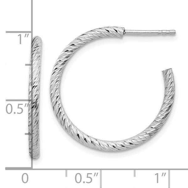 Leslie's Sterling Silver Rhod Radiant Essence D/C Hoop Earrings - Image 4