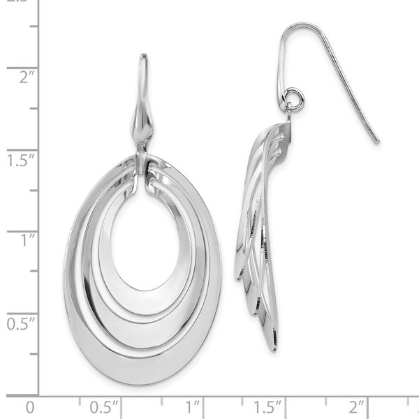 Leslie's Sterling Silver Rhodium-plated Polished and Brushed Dangle Earring - Image 4