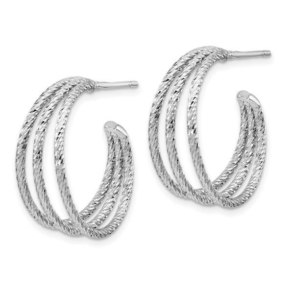 Leslie's Sterling Silver Rhodium-plated D/C J-Hoop Earrings - Image 2