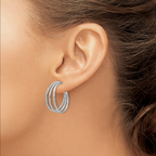 Leslie's Sterling Silver Rhodium-plated D/C J-Hoop Earrings - Image 3