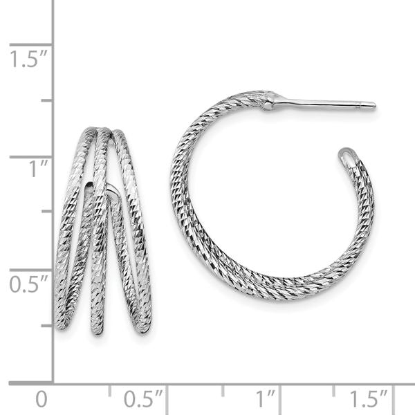 Leslie's Sterling Silver Rhodium-plated D/C J-Hoop Earrings - Image 4
