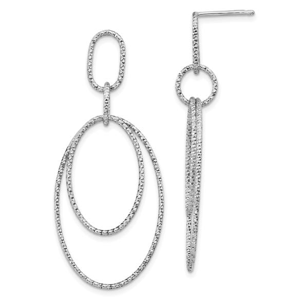 Leslie's Sterling Silver Rh-plated D/C Oval Post Dangle Earrings