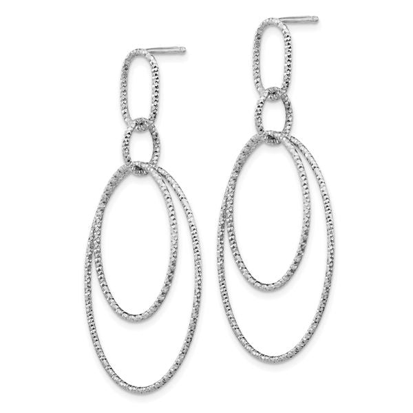 Leslie's Sterling Silver Rh-plated D/C Oval Post Dangle Earrings - Image 2