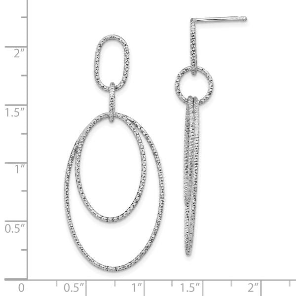 Leslie's Sterling Silver Rh-plated D/C Oval Post Dangle Earrings - Image 4