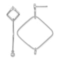 Leslie's Sterling Silver Rhodium-plated CZ Geometric Post Dangle Earrings