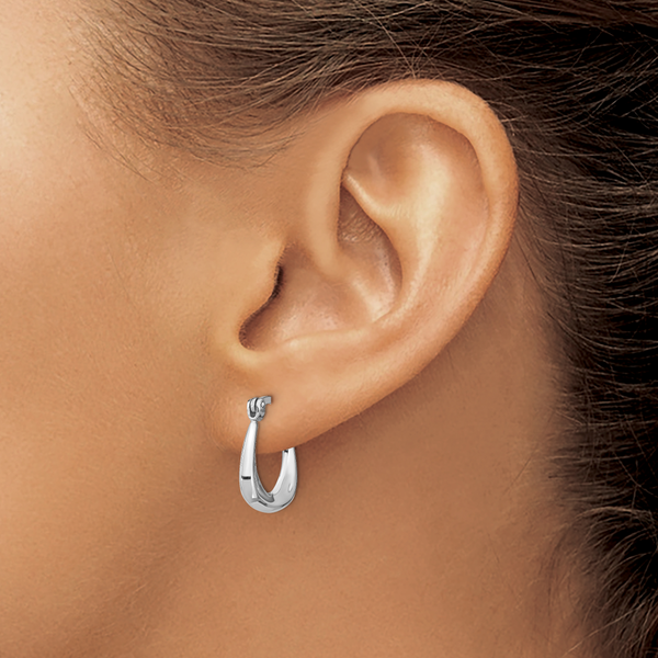 Leslie's Sterling Silver Rhodium-plated Huggie Earrings - Image 3
