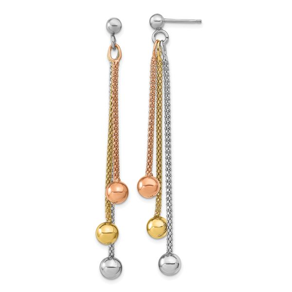 Leslie's Sterling Silver Rose & Yellow Gold-plated Post Dangle Earrings