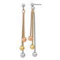 Leslie's Sterling Silver Rose & Yellow Gold-plated Post Dangle Earrings