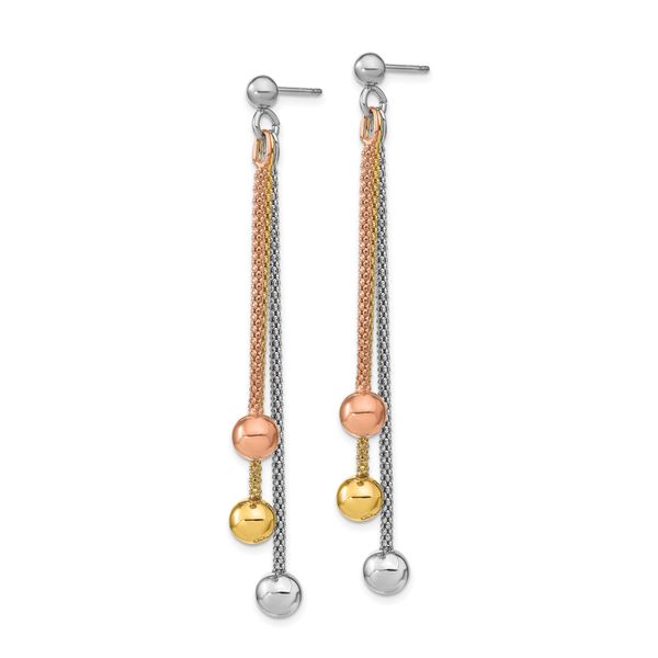 Leslie's Sterling Silver Rose & Yellow Gold-plated Post Dangle Earrings - Image 2